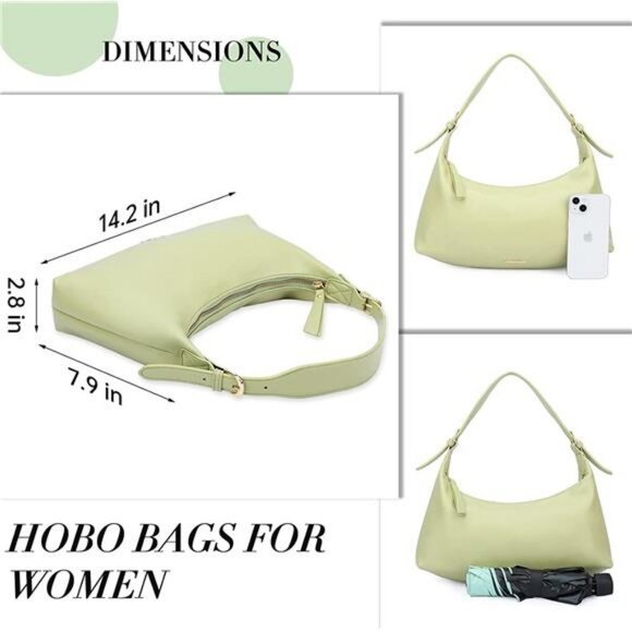 Hobo Purses and Handbags, Ultra Soft Foldable Vegan Leather Shoulder Tote Bags - Picture 4 of 6